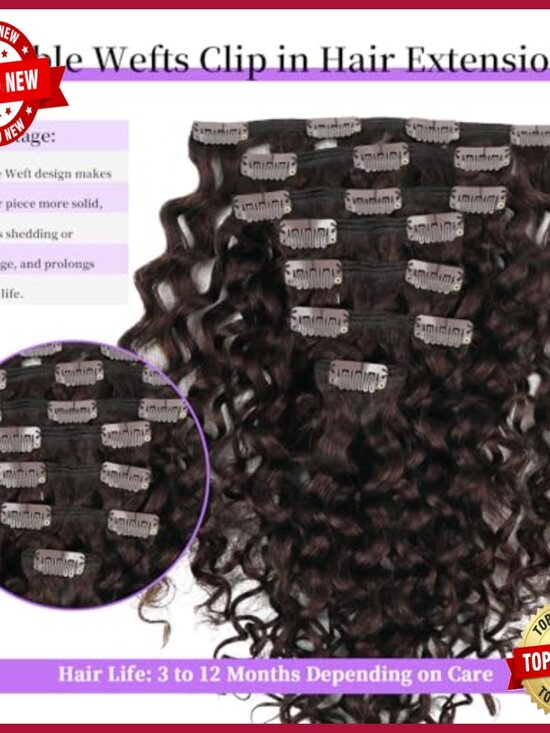 Natural Wave Clip In Human Hair Extensions 22 Inch 7Pcs 120G